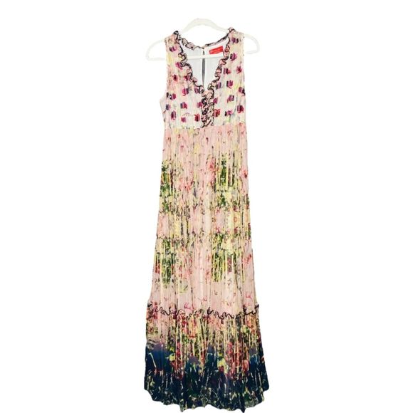 NWT Anthropologie Bhanuni by Jyoti Cydney Tiered Maxi Dress Beaded 2 Boho - Picture 2 of 14
